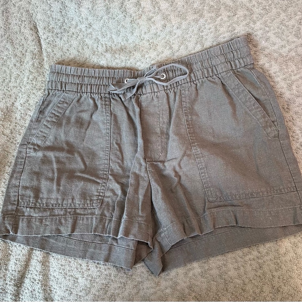 GAP Women's Gray Drawstring Linen-Blend Athletic Shorts